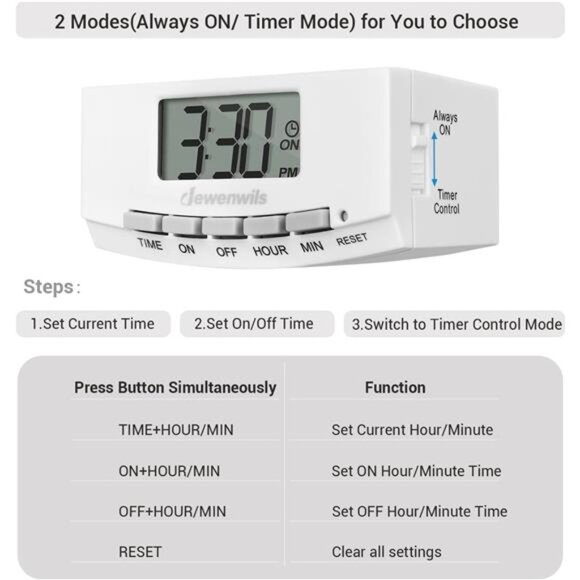 Timer Outlet, 24 Hour Timers for Electrical Outlets for Christmas with 1 Plug - Picture 4 of 7